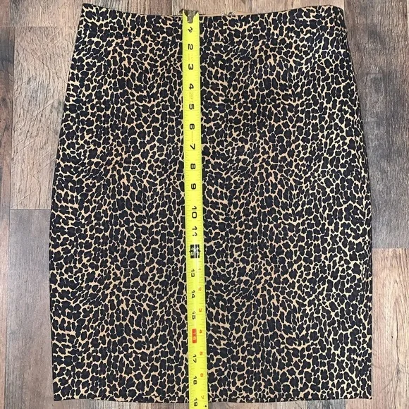J‎ Crew Skirt Womens 00 Black Brown Leopard Print Pencil Back Zip Stretch Lined - Picture 6 of 7